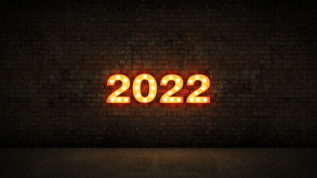 marquee light 2022 segno della lettera nuovo anno 2022 rendering 3d