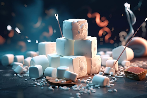 Marshmallow illustrazione creativa AI generato