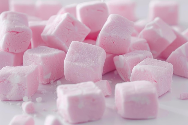 Marshmallows rosa su sfondo bianco