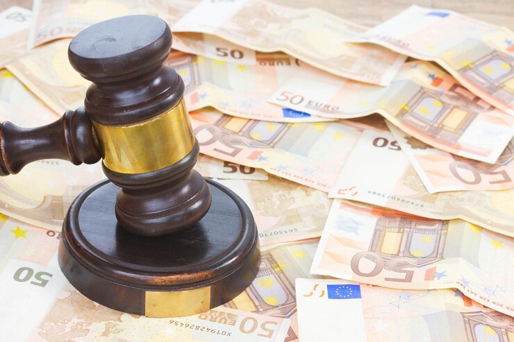 Foto martelletto in legno e banconote in euro
