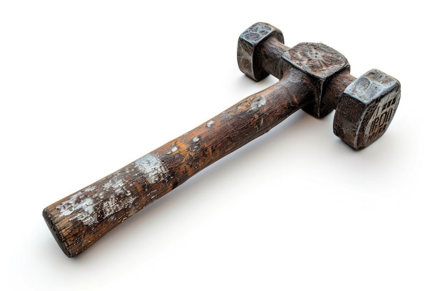 martello martello vecchio isolato su bianco con percorso di ritaglio