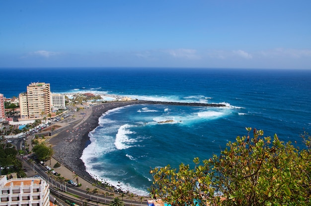 Martianez Beach (Playa Martianez), Vista dal mirador de La Paz, Puerto de la Cruz, Tenerife, Isole Canarie, Spagna