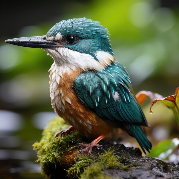 Martin pescatore colorato nel flusso della foresta pluviale