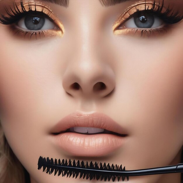 Mascara nera opaca per le ciglia o sfondo con consistenza di eyeliner