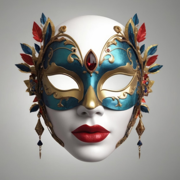 Maschera di carnevale 3D su sfondo bianco