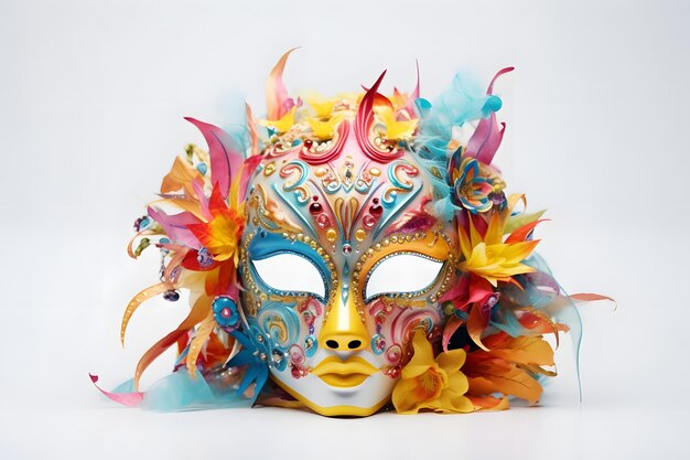 maschera di carnevale colorata con intricati disegni e motivi con sfondo spazio copia