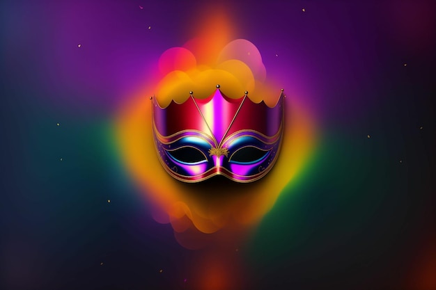 Maschera di carnevale colorata con luci e sfumature. Sfondo astratto. Festa in costume. IA generativa