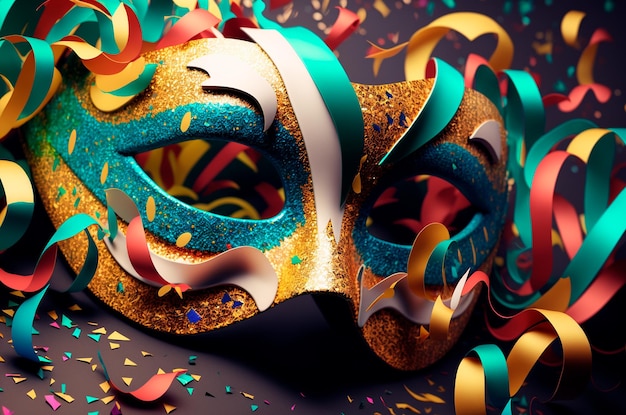 Maschera di carnevale colorata maschera di carnevale baldoria festaiolo L'accessorio iniziò ad essere utilizzato solo nelle feste.