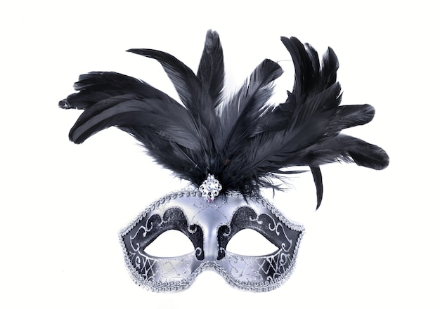 Maschera di carnevale con piuma nera