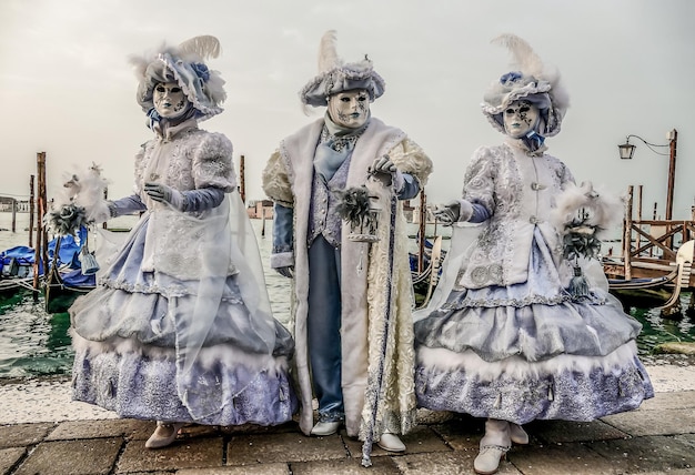 Maschera di carnevale di Venezia durante il carnevale a Venezia Italia