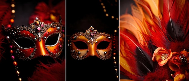 Maschera di carnevale fantasia con dettagli Masquerade Party Festival e concetto di intrattenimento