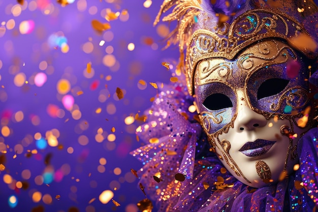 Maschera di carnevale veneziana su sfondo scuro Concetto di festa di carnevale Sfondi festivi