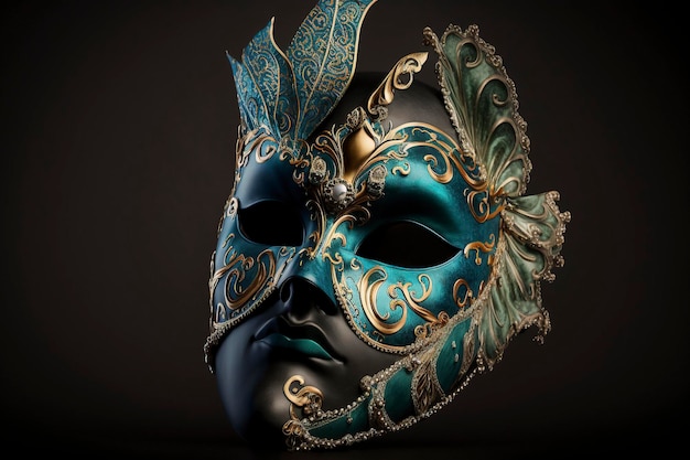 Maschera di carnevale veneziano isolata su sfondo scuro Masquerade un modello di maschera per il carnevale