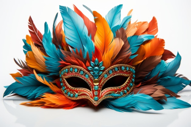 Maschera di mascherata colorata con piume