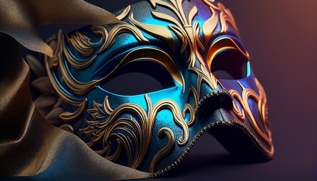 Maschera di moda carnevale di lusso realistica piume astratto sfondo sfocato IA generativa