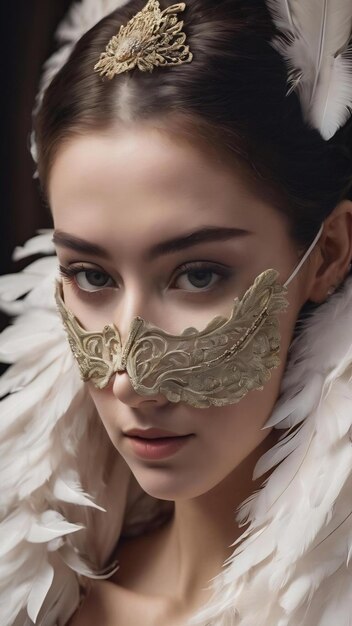 Maschera e piume bianche