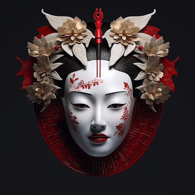 Maschera Geisha Sfondo Giappone