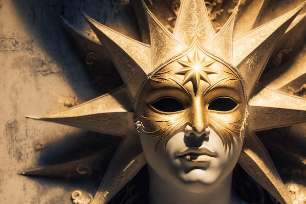 Maschera mascherata veneziana d'oro Incredibile maschera di carnevale