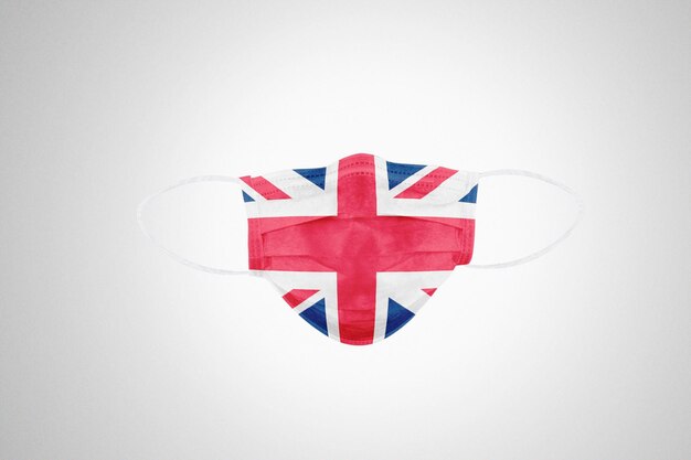 Maschera protettiva medica con bandiera del Regno Unito