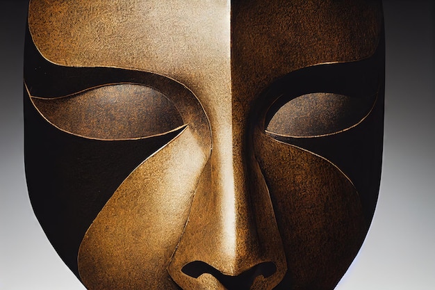 Maschera teatrale in legno con tragedia sul volto