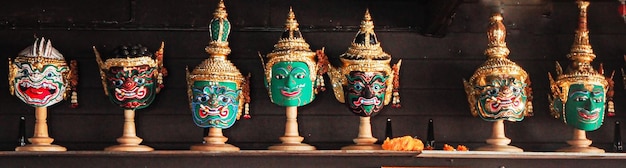 Maschera tradizionale tailandese di Hua Khon usata a Khon. Danza tradizionale tailandese