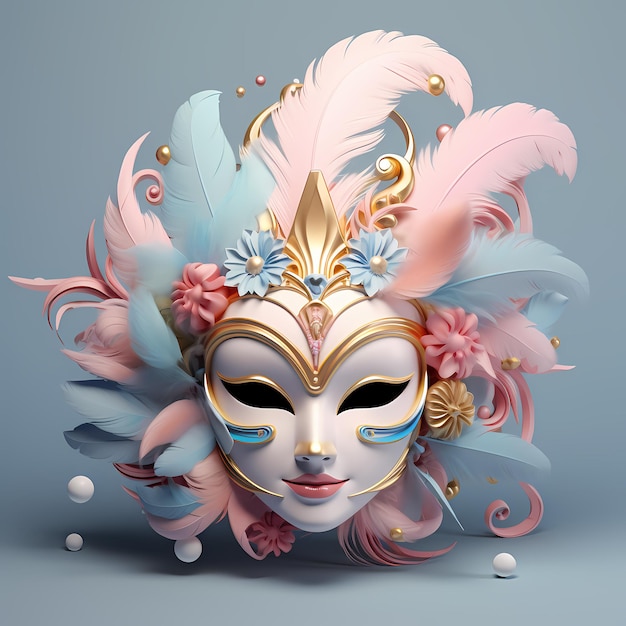 maschera veneziana 3d tenui colori pastello
