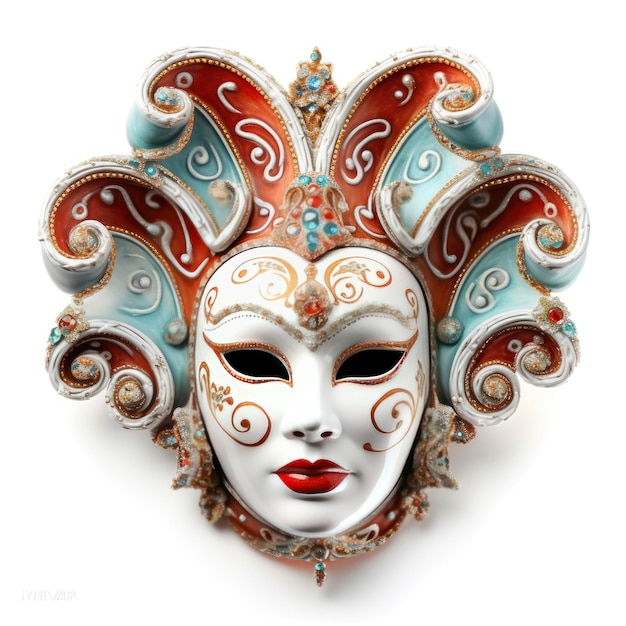 Maschera veneziana di carnevale isolata su fondo bianco
