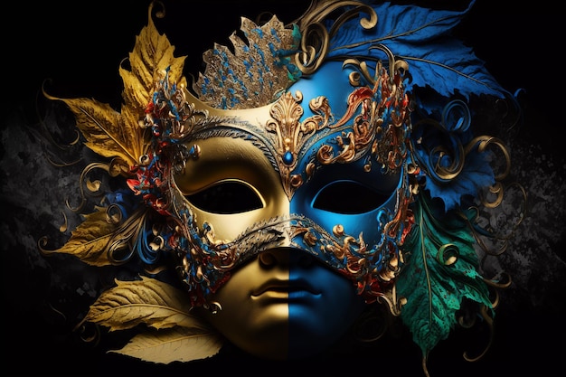 Maschera veneziana sullo sfondo scuro concetto di festa di carnevale