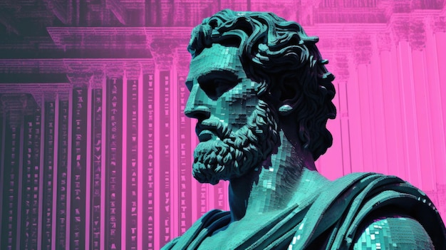 Maschile bello adulto maschio personaggio design zeus greco testa tipo prima arte informatica