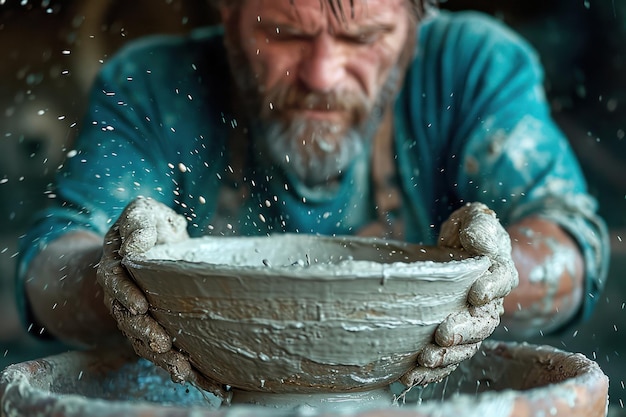 Maschio Pottery Making Pottery primo piano estremo AI generativa
