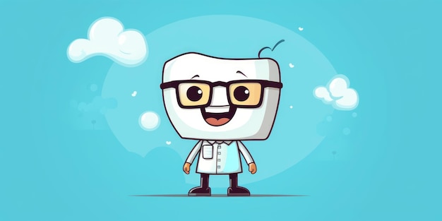 Mascotte del dentista per una line art del logo aziendale IA generativa