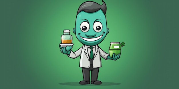 Mascotte del farmacista per una line art del logo aziendale IA generativa