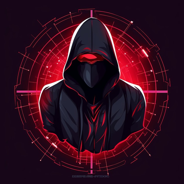 mascotte del logo degli hacker con cappuccio