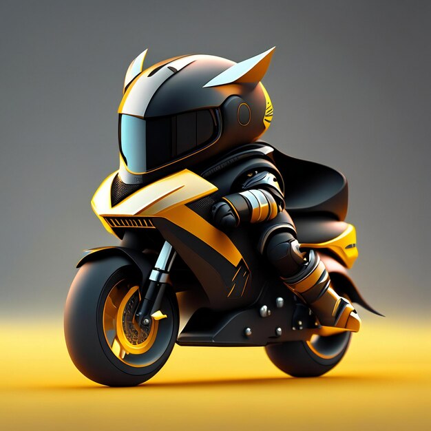 Mascotte del motociclista su una motocicletta futuristica IA generativa