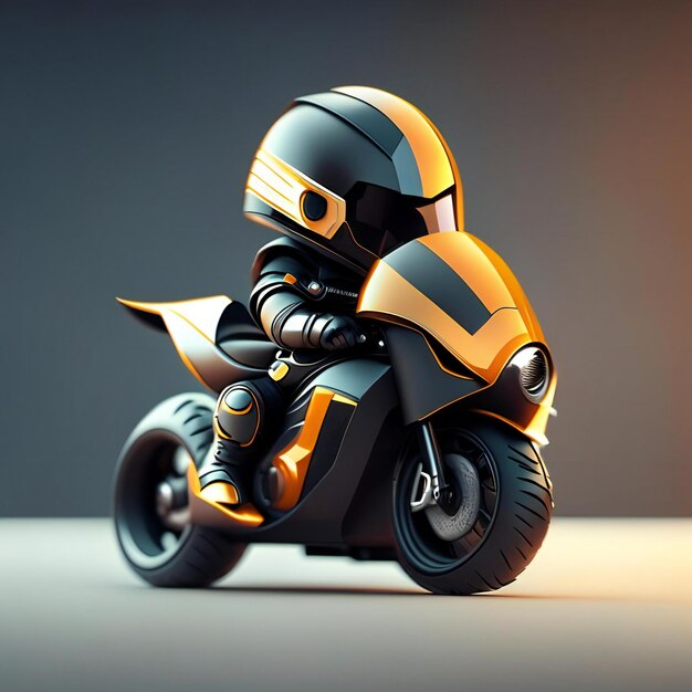 Mascotte del motociclista su una motocicletta futuristica IA generativa