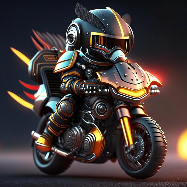 Mascotte del motociclista su una motocicletta futuristica IA generativa