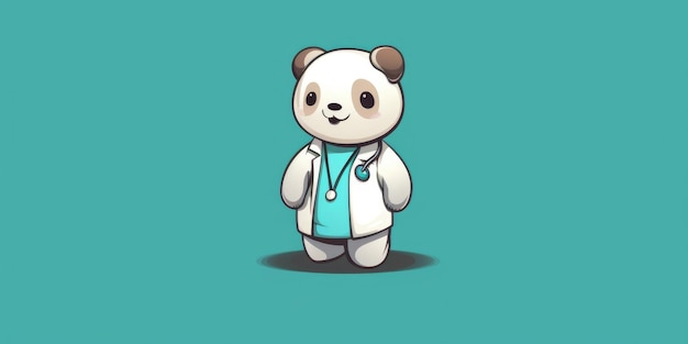 Mascotte dell'assistente medico per una line art del logo aziendale IA generativa