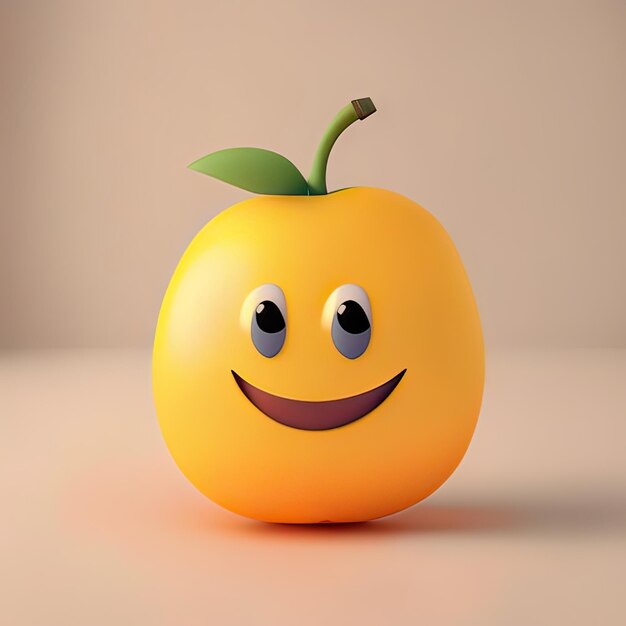 Mascotte di frutta felice e divertente AI generativa