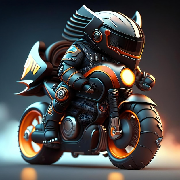 Mascotte di un motociclista su una moto futuristica AI generativa