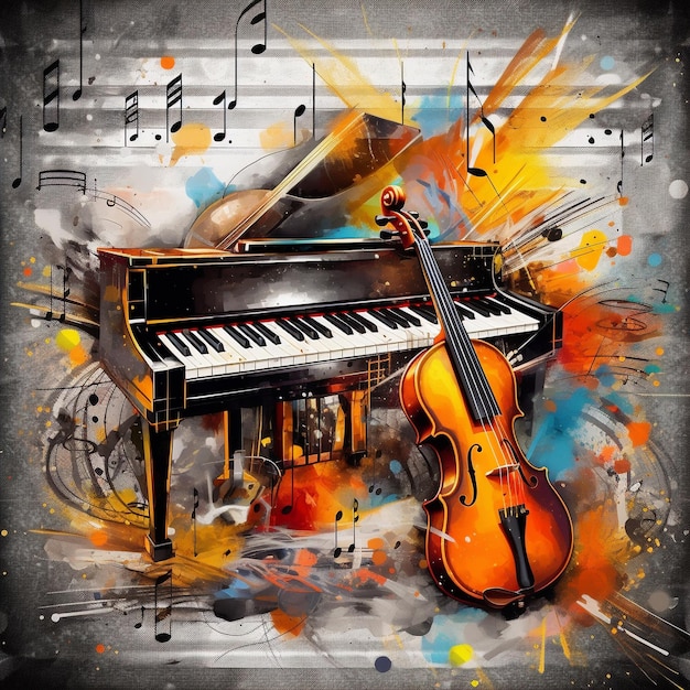 Mashup art colorato per pianoforte
