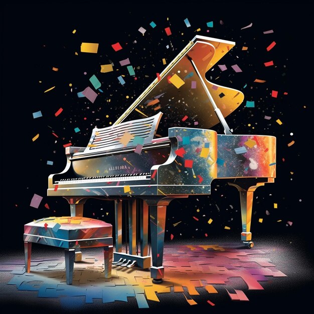 Mashup art colorato per pianoforte