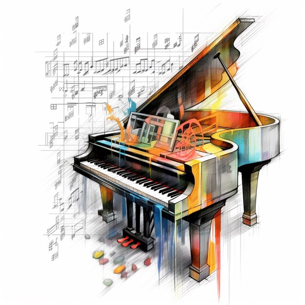 Mashup art colorato per pianoforte