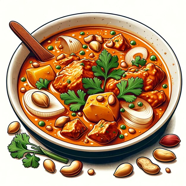 Massaman curry illustrazione di cibo tipico thailandese
