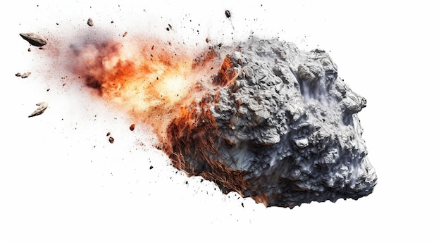 Massicci asteroidi Meteora cometa o meteorite isolato su sfondo bianco Generatrice ai