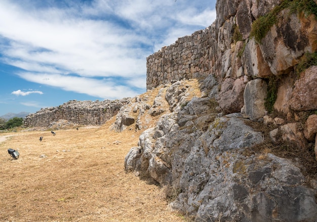 Massicci massi formano le mura della fortezza e del palazzo di Tirinto in Grecia