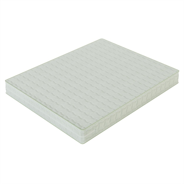 Materasso ortopedico isolato su sfondo bianco. Rendering 3D.