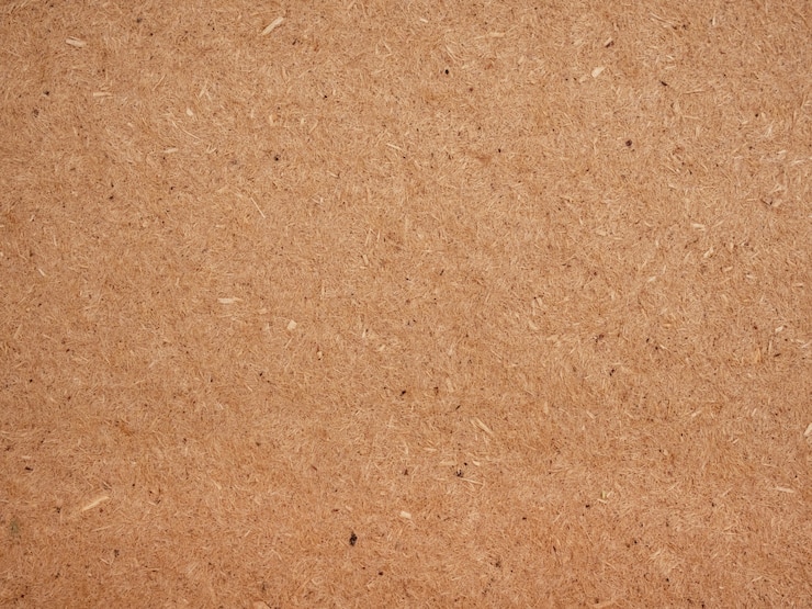 Materiale piatto in legno per tema di costruzione. Truciolare. Struttura in fibra di legno ad alto ingrandimento. Copia spazio. Sfondo astratto, modello vuoto, può essere utilizzato per montare i tuoi prodotti, colore vintage