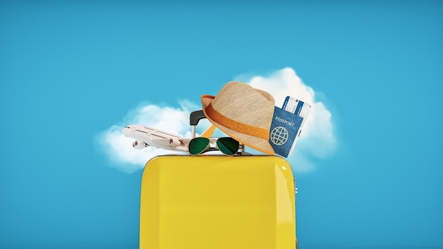 Materiali di viaggio con valigetta gialla xAxA