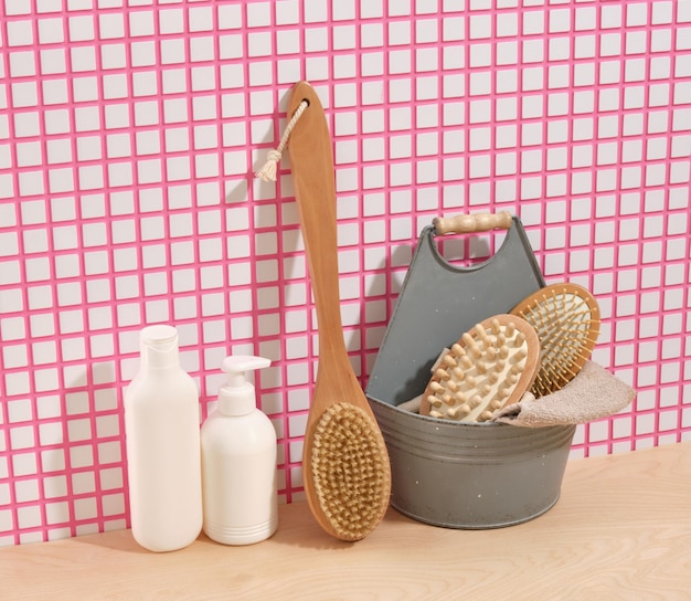 Materiali ecologici per l'igiene personale Prodotti per il bagno Geli per la doccia e spazzole da massaggio per migliorare la circolazione