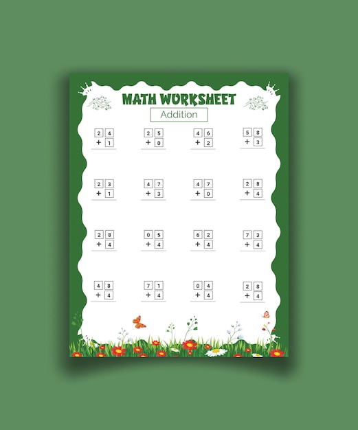Math worksheet addition for kids